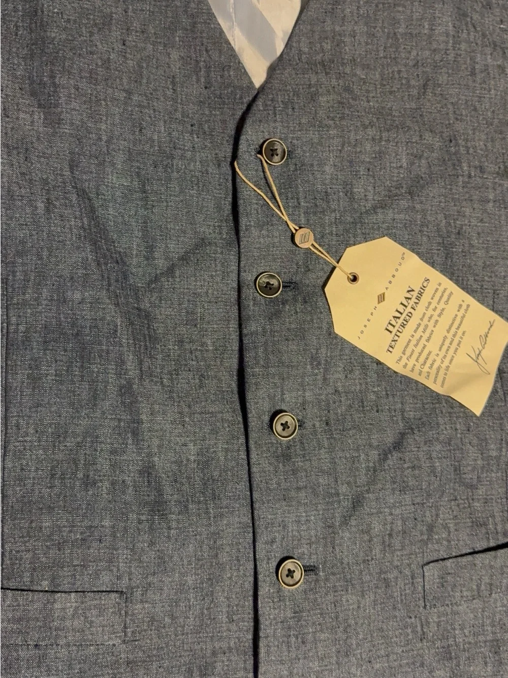Joseph Abboud Men's XL Linen Suit Vest Blue Italian Fabric NWT Waistcoat Summer